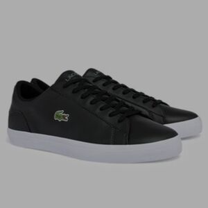 Lacoste Black Leather sneakers shoes with White Outsole,Unisex